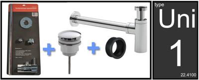 Saqu Step Fontein/Wastafel aansluitset met sifon Chroom