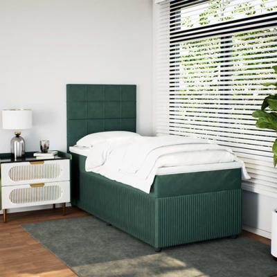 Boxspring met matras fluweel donkergroen 160x200 cm