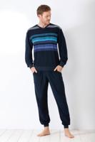 Blauwe badstof heren pyjama Hajo - thumbnail