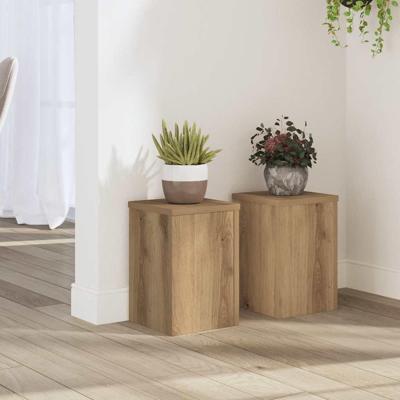 VidaXL Plantenstandaards 2 st 20x20x30 cm hout artisanaal eiken