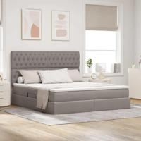 Opbergbed met LED met matras Taupe 180 x 200 cm Polyester - thumbnail