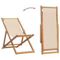 Strandstoel inklapbaar massief eucalyptushout en stof beige - thumbnail