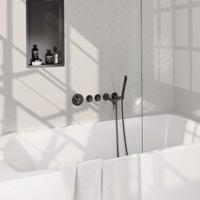 BRAUER Gunmetal Edition thermostatische inbouw badkraan SET 01 met uitloop en staaf handdouche en doucheslang en wandaansluitbocht gunmetal geborsteld PVD - thumbnail