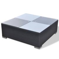 5-delige Loungeset met kussens poly rattan zwart - thumbnail