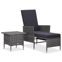 2-delige Loungeset met kussens poly rattan grijs - thumbnail