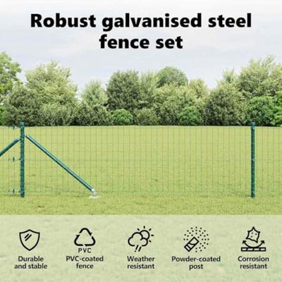 VidaXL Hek met paal groen 0,8 x 10 m staal en pvc VidaXL Hek met paal groen 0,8 x 10 m staal en pvc