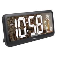 Green Blue GB214 GROTE LED WANDKLOK MET THERMOMETER WEKKER DATUM GreenBlue extra grote LED wandklok, temperatuur, datum - thumbnail