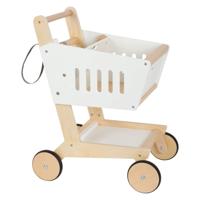 Small Foot - houten supermarkt winkelwagen wit - thumbnail