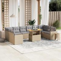 11-delige Tuinset met kussens poly rattan beige - thumbnail