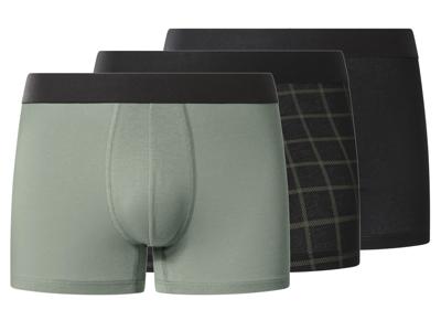 esmara Men Set van 3 heren boxers (Zwart/groen, XL)