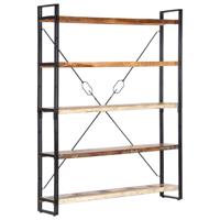 Boekenkast met 5 schappen 140x30x180 cm massief gerecycled hout - thumbnail