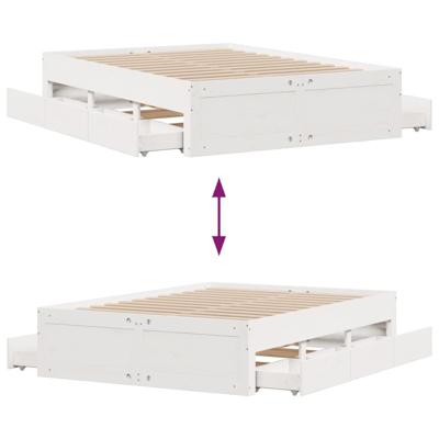 Bedframe zonder matras met lades grenenhout wit 140x200 cm