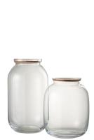 J-Line voorraadpot Roxy - glas|kurk - transparant - large - thumbnail