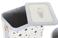 Mandenset DKD Home Decor Wit Zwart Grijs Gouden Bamboe Sterren 41 x 31 x 42 cm (4 Onderdelen) (2 Stuks) - thumbnail