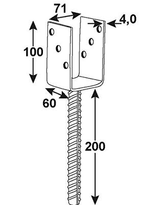 Connex Bodemverankering U 71X60X200 Vvz - HV4205