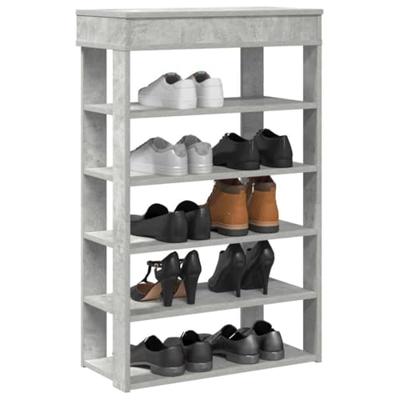 VidaXL Schoenenrek 60x30x98 cm bewerkt hout betongrijs VidaXL Schoenenrek 60x30x98 cm bewerkt hout betongrijs