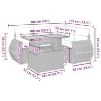 5-delige Loungeset met kussens poly rattan grijs - thumbnail