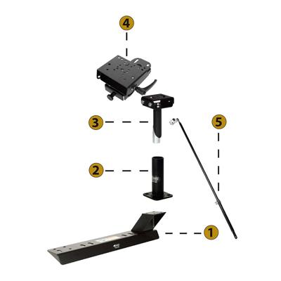 Gamber-Johnson 7170-0501 boekenstandaard voor notebook en tablet, zwart, 360°, -26-90°, 75 x 75 mm, Panasonic Toughbooks Panasonic Toughpad)