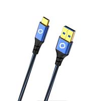 Oehlbach USB Plus C3 USB 3.2 Gen 1 (USB 3.0) [1x USB 3.2 Gen 1 stekker A (USB 3.0) - 1x USB-C stekker] 3.00 m Blauw Vergulde steekcontacten - thumbnail