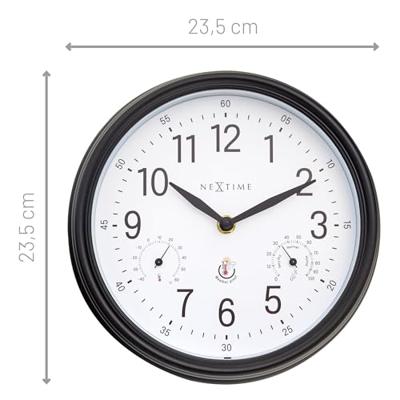 NeXtime NE-4318WI Buitenklok Jasmine + Thermo- en Hydrometer 23.5 cm Zwart/Wit