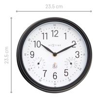 NeXtime NE-4318WI Buitenklok Jasmine + Thermo- en Hydrometer 23.5 cm Zwart/Wit - thumbnail