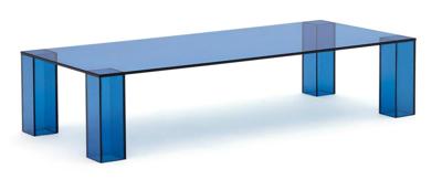 Kave Home Salontafel 'Adularia' Glas, 140 x 60cm, kleur Blauw