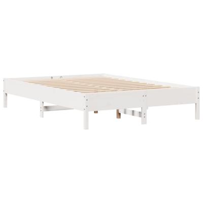Bed met boekenkast zonder matras grenenhout wit 150x200 cm - thumbnail