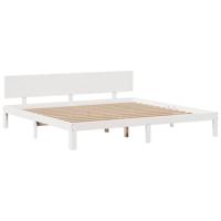 Bed met boekenkast zonder matras grenenhout wit 200x200 cm - thumbnail