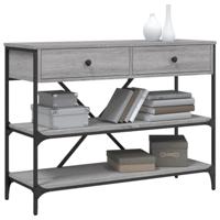Wandtafel met lades en schappen bewerkt hout grijs sonoma eiken - thumbnail