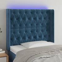 Hoofdbord LED 103x16x118/128 cm fluweel donkerblauw - thumbnail
