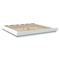Bedframe met LED-verlichting bewerkt hout wit 200x200 cm - thumbnail