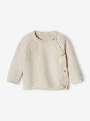 Babytrui van tricot met opening aan de voorkant gemêleerd beige Babytrui van tricot met opening aan de voorkant gemêleerd beige