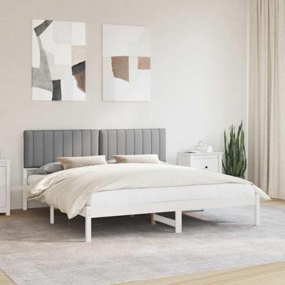 Bedframe met Gevoerd Hoofdgedeelte Lichtgrijs 180 x 200 cm