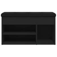 Schoenenbank 82x32x45,5 cm bewerkt hout zwart - thumbnail