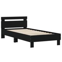 Bedframe met hoofdbord en LED-verlichting zwart 75x190 cm - thumbnail