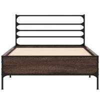 Bedframe bewerkt hout en metaal bruin eikenkleurig 90x200 cm - thumbnail