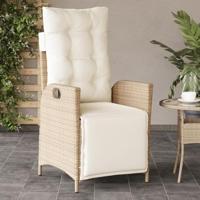 Tuinstoelen 2 st verstelbaar met voetensteun poly rattan beige - thumbnail