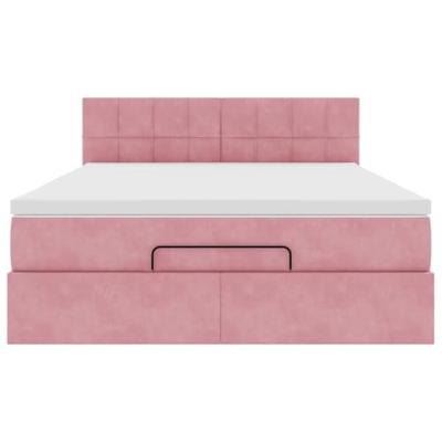 Ottoman bed met matras en LED's 140x200cm fluweel roze