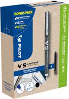 Pilot Hi-Tecpoint V5, 10 rollers + 30 vullingen, fijn, zwart - thumbnail