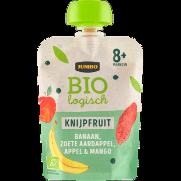 Jumbo Biologisch Knijpfruit Banaan, Zoete Aardappel, Appel & Mango 8+ Maanden 90 g