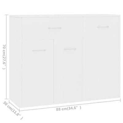 Dressoir 88x30x70 cm bewerkt hout wit