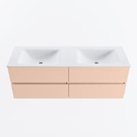 MONDIAZ VICA 140cm badmeubel onderkast Rosee 4 lades. Wastafel CLOUD dubbel zonder kraangat, kleur Talc. - thumbnail