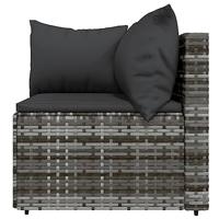 4-delige Loungeset met kussens poly rattan grijs - thumbnail