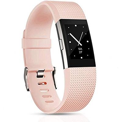 By Qubix - Compatible met Fitbit Charge 2 sportbandje - Maat: Small - Beige - Compatible fitbit bandje