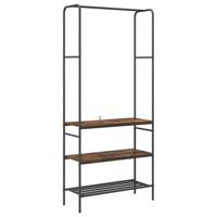 Kledingrek met planken Gerookt eiken 77 x 30 x 171 cm - thumbnail