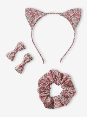 Set met toebehoren voor meisjes, katoen met bloemenprint lichtroze