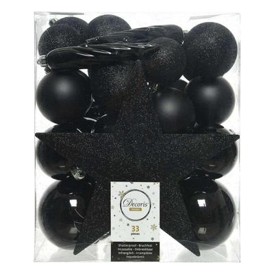 Kerstballen Decoris Zwart Plastic