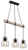 Globo Landelijke hanglampMina hout met zwart - 15326-3H - thumbnail