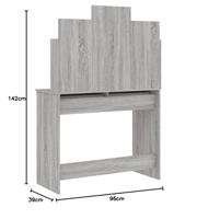 Kaptafel met spiegel 96x39x142 cm grijs sonoma eikenkleurig - thumbnail