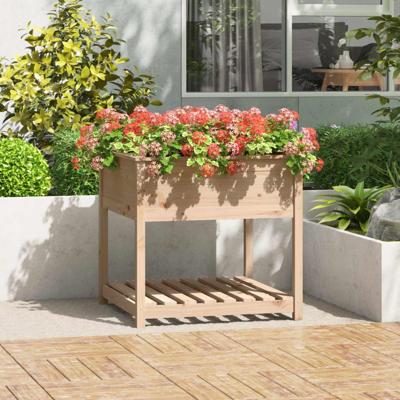 VidaXL Plantenbak met schap 82,5x82,5x81 cm massief grenenhout VidaXL Plantenbak met schap 82,5x82,5x81 cm massief grenenhout